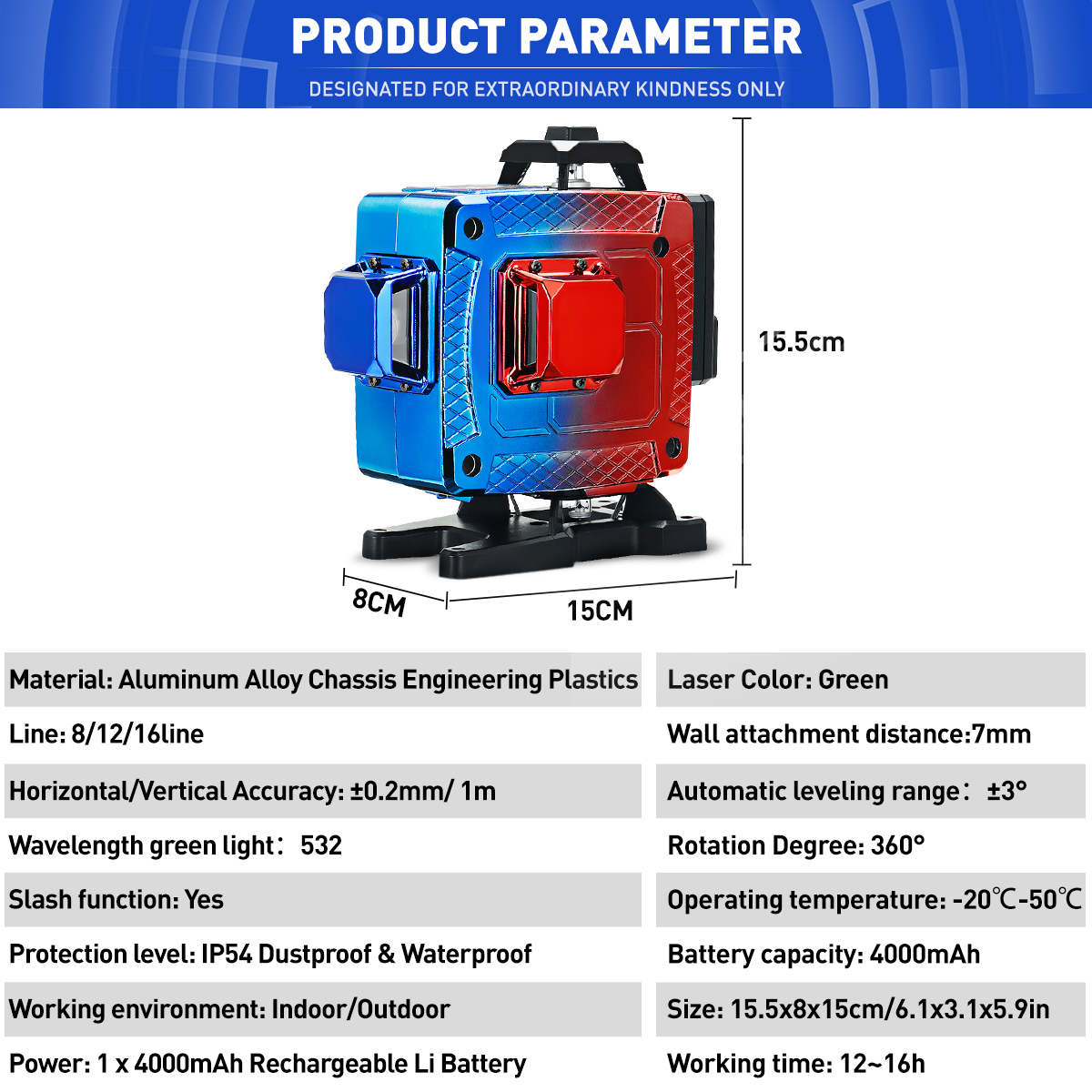 16-Line-4D-Colorful-Green-Light-Laser-Level-SingleDual-Battery-360deg-Horizontal-Vertical-Cross-Meas-1890362-4