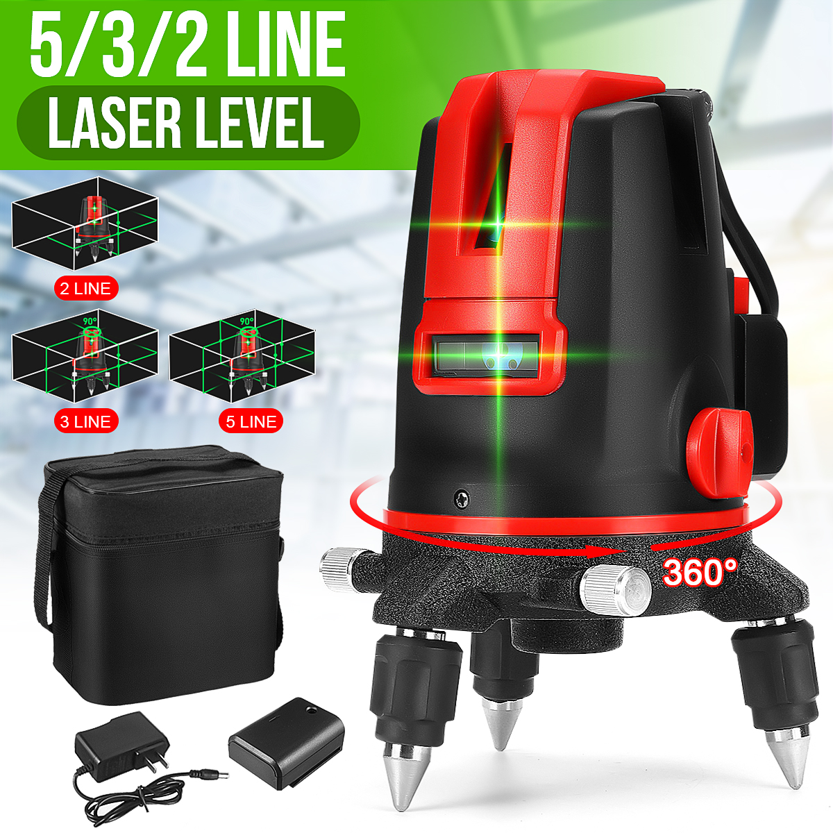 235-Lines-360deg-Rotatable-Laser-Level-Self-Leveling-Green-Light-Alternating-Direct-Horizontal-Verti-1877794-1