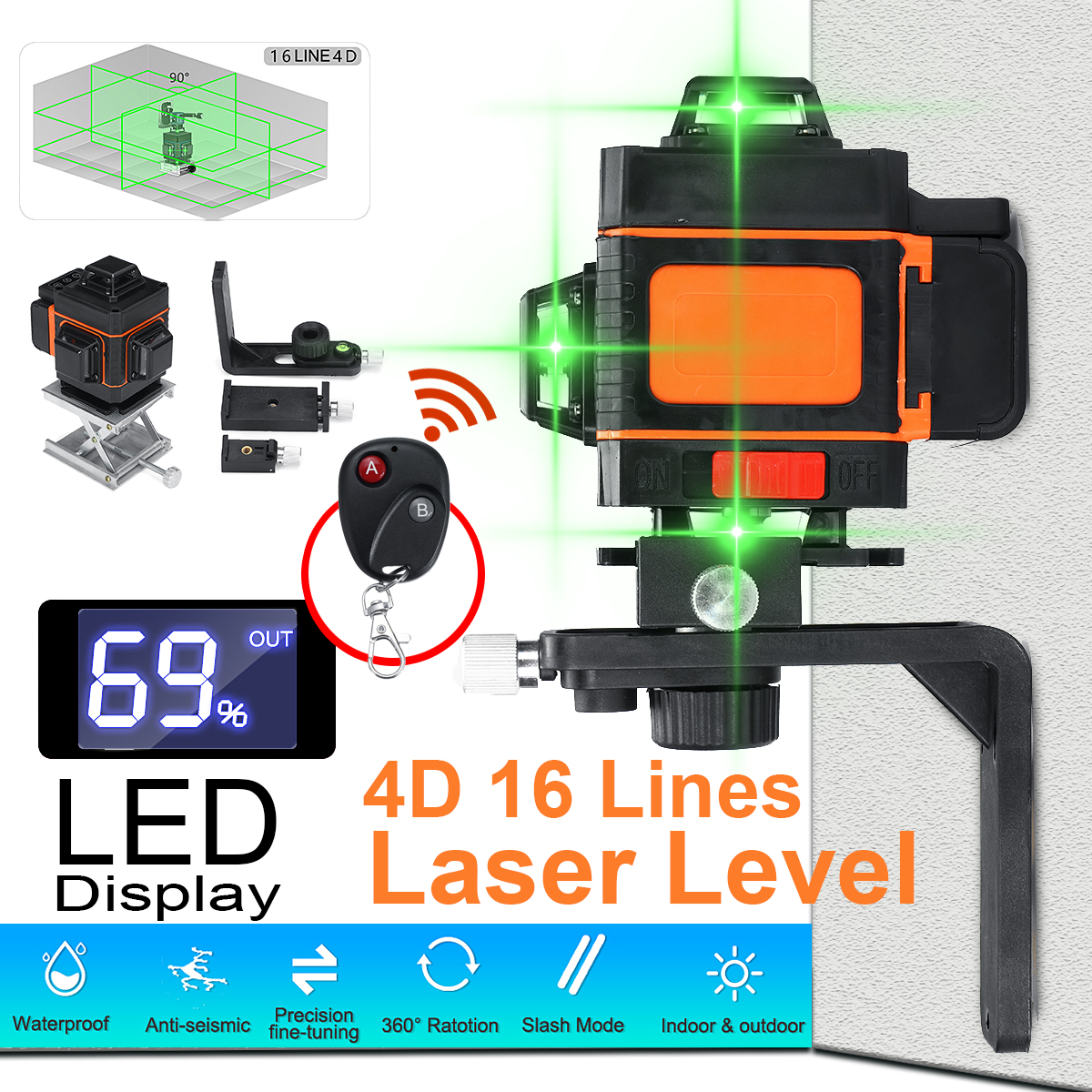 4D-16-Lines-Laser-Level-Green-Light-Self-Leveling-360deg-Rotary-Measuring-w-RC-1562565-2