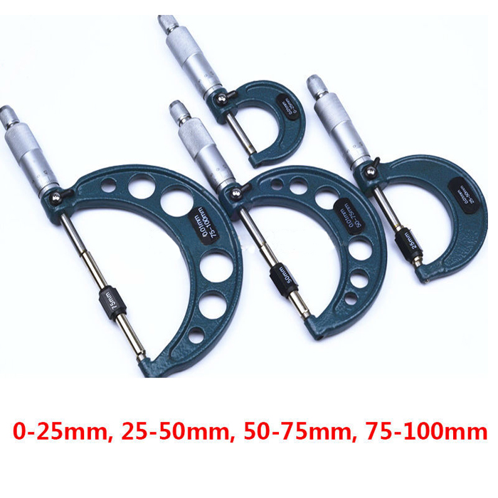 4Pcs-Outside-Micrometer-Set-Ratchet-Stop-Type-0-100mm-0-25mm25-50mm50-75mm75-100mm-1171104-6