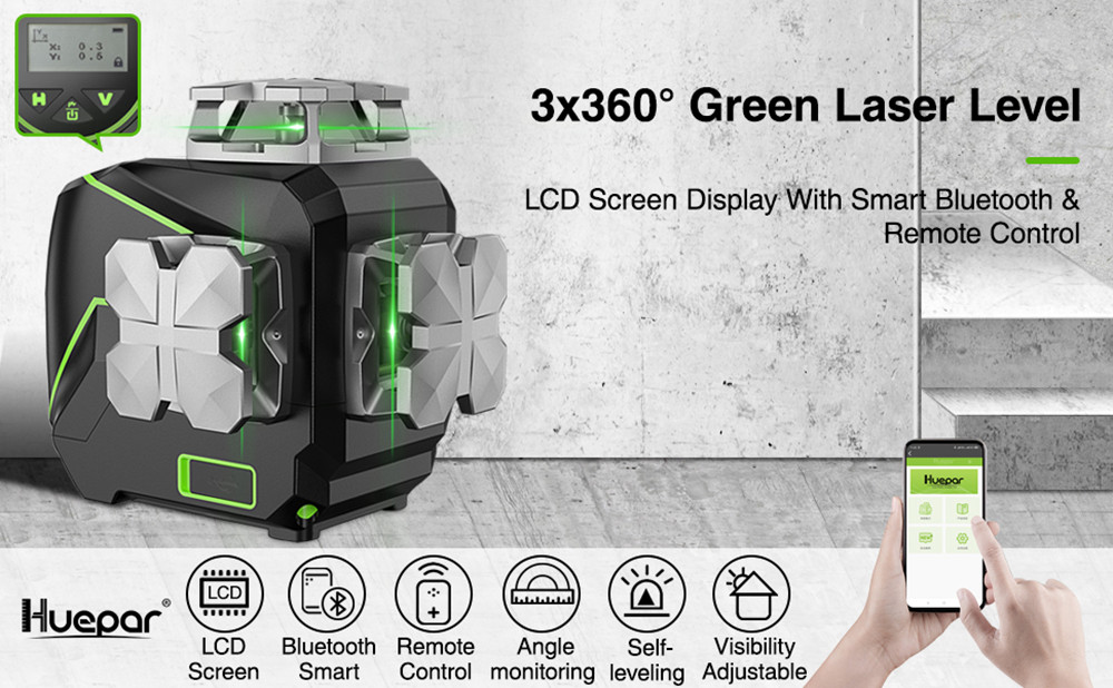 Huepar-S03CG-3D-LCD-Display-Cross-Line-Laser-Level-12-Lines-Green-Beam-bluetooth--Remote-Control-Fun-1888197-1