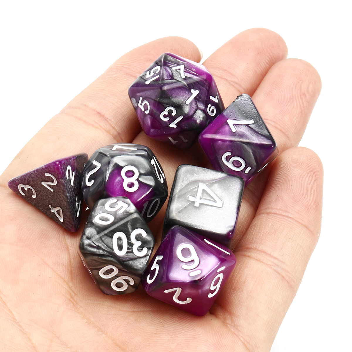 7Pcs-Purple-Gemini-Acrylic-Polyhedral-Dice-For-Dungeons-Dragons-RPG-RPG-With-Bag-1303425-2