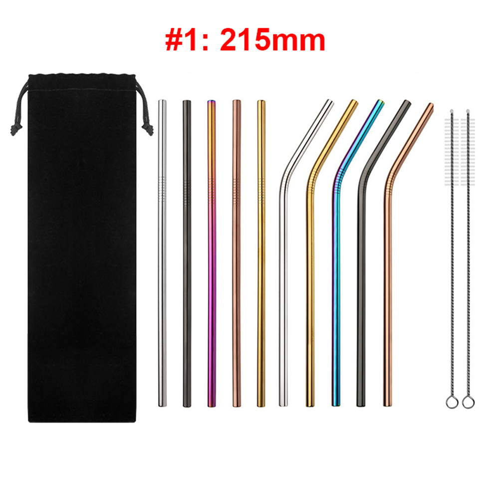 Set-of-10-Multi-Color-Stainless-Steel-Straws-Drinking-Tumblers-Cold-Beverage-Cup-Straw-w-Brush-1396656-1