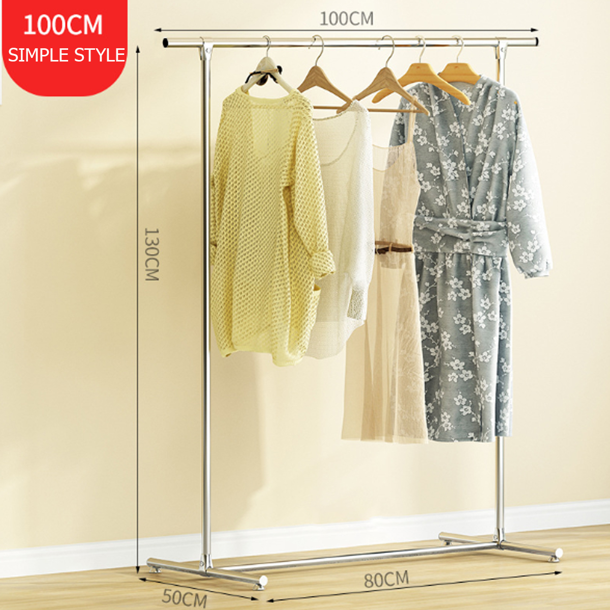100x50x130cm-Clothes-Garment-Rack-Stainless-Steel-Storage-Shelf-Holder-Hanger-1684785-2