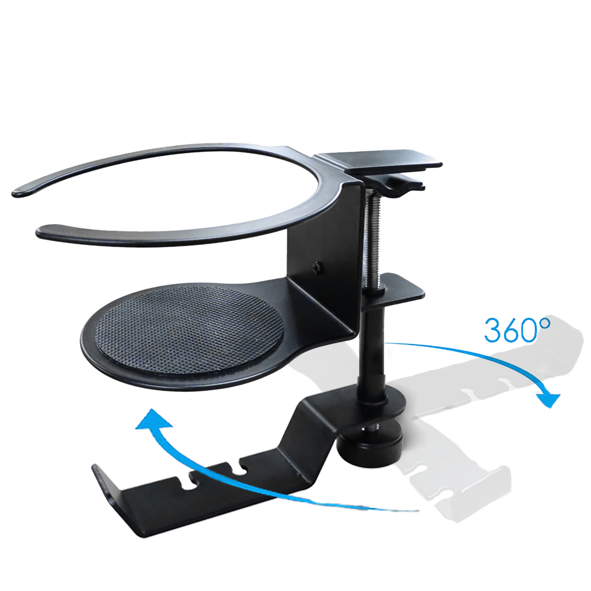 2-in-1-Headset-Stand-Cup-Holder-360deg-Rotating-PC-Gaming-Headphone-Hanger-Wall-Hook-Mount-Headphone-1886237-1