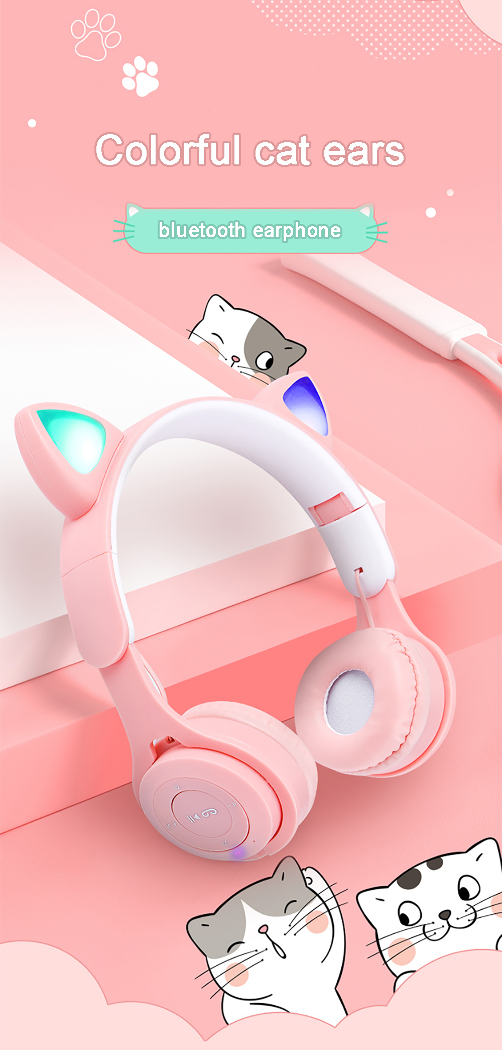 SOMIC-DR-08-Pink-Colorful-Cat-Ear-bluetooth-Headphone-with-Mic-Rainbow-Light-HIFI-Sound-Folding-Audi-1856421-1