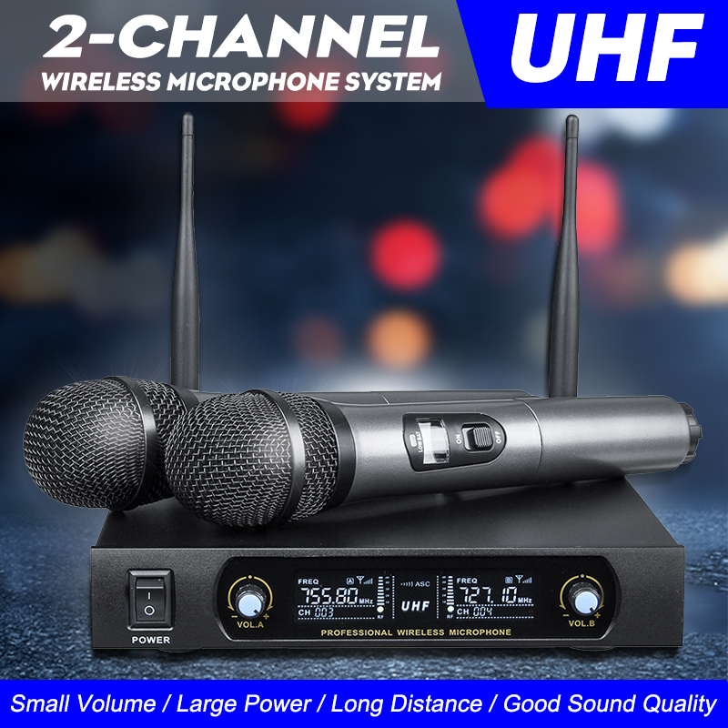 UHF-Receiver-2-Channel-Wireless-Microphone-System-Bass-Good-Sounds-KTV-Party-Sing-Home-Entertainment-1687266-1