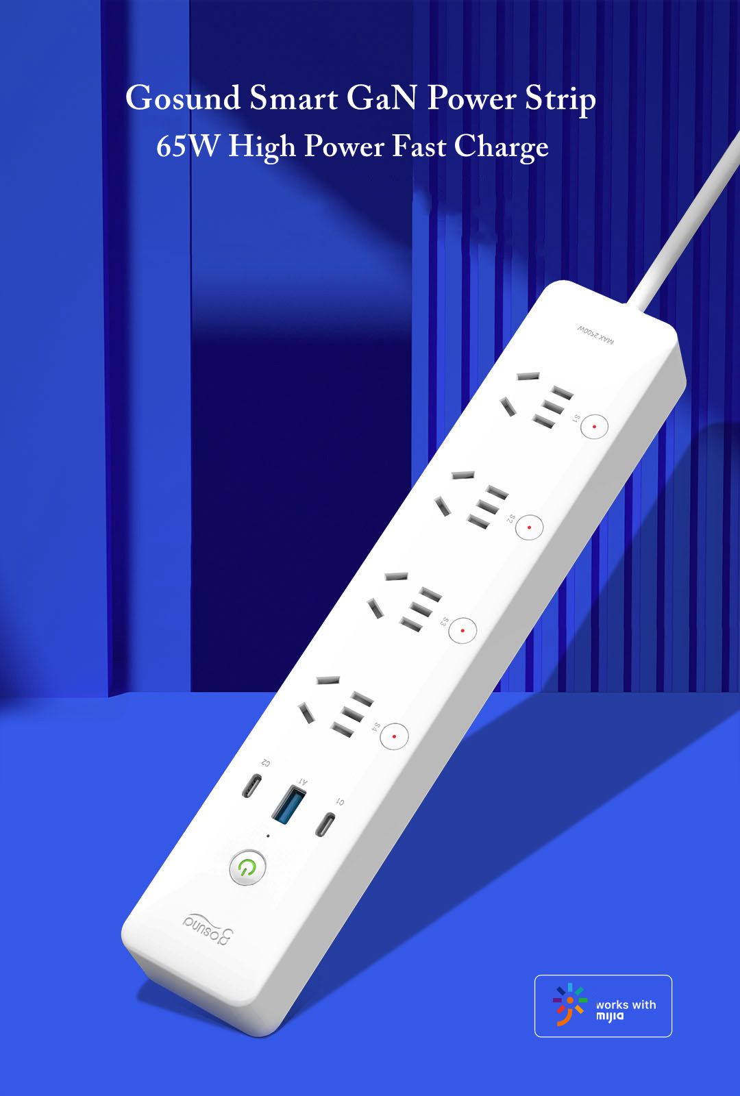Mijia-Gosund-CP5-Pro-2500W-Wifi-Smart-Power-Strip-Socket-65W-GaN-USB-Charger-With-4--AC-Outlets--65W-1916618-1