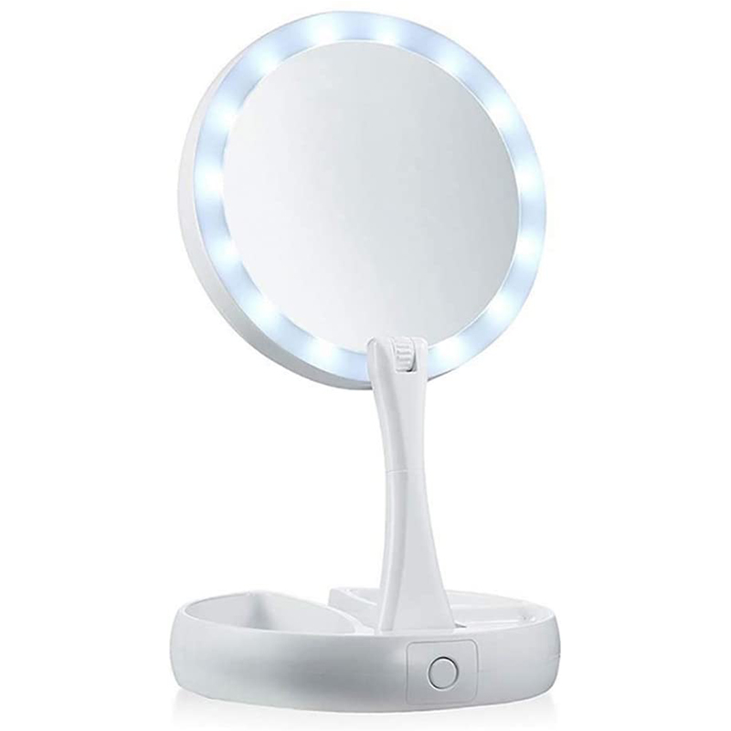 10X-Magnifying-Lighted-Double-Sided-Makeup-Mirror-LED-Bathroom-Travel-Foldable-1685491-11