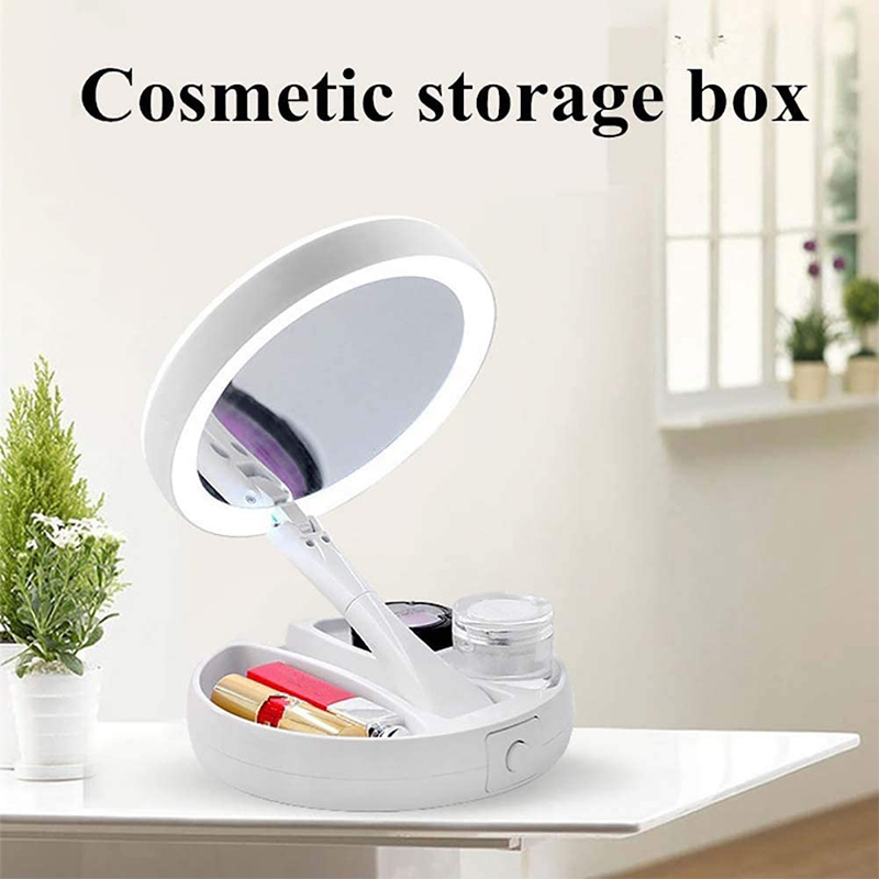 10X-Magnifying-Lighted-Double-Sided-Makeup-Mirror-LED-Bathroom-Travel-Foldable-1685491-4