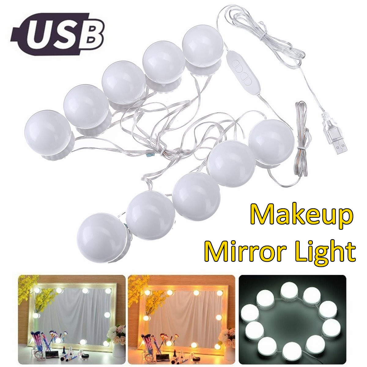 Makeup-Light-Vanity-Mirror-LED-String-Light-10-Bulb-Dressing-Cosmetic-Adjustable-1698697-1