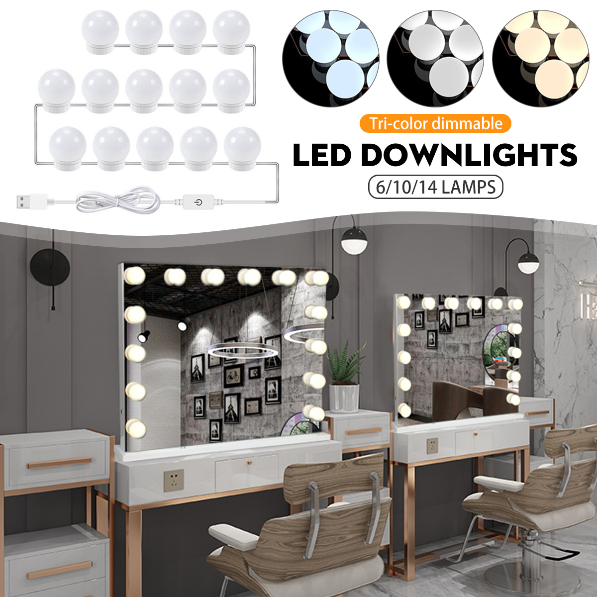 Tri-Color-Dimmable-USB-61014LEDs-Vanity-Mirror-Lamp-Kit-Makeup-Headlight-Dresser-Lamp-1710458-1