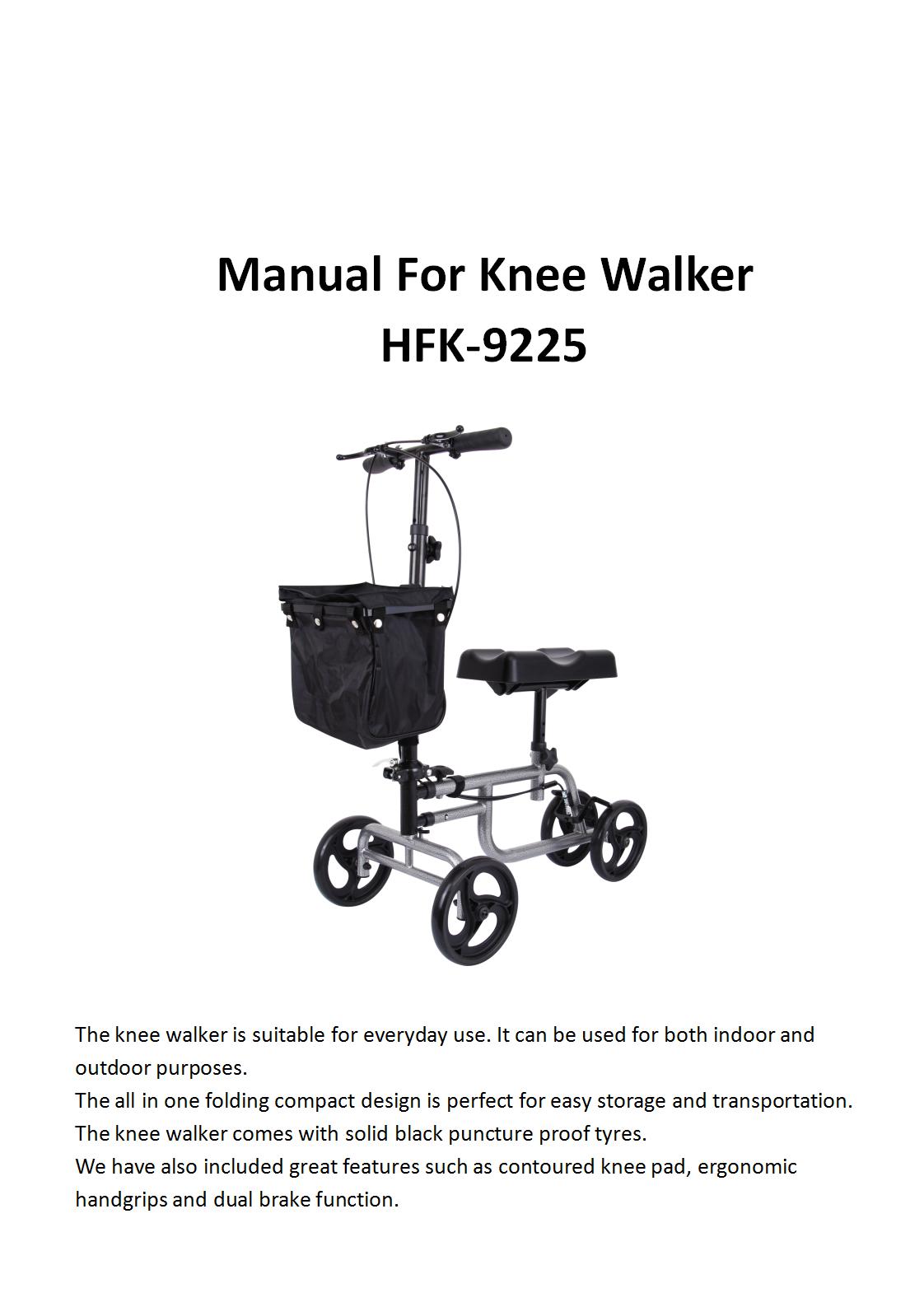 Knee-Walker-Scooter-Foldable-Adjusted-Height-Walking-Aid-Knee-Support-and-Basket-1940439-3