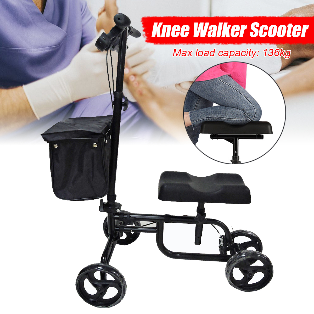 Mobility-Knee-Walker-Scooter-Roller-Crutch-Leg-Steerable-Foldable-Design-Adjustable-Height-Adjustabl-1940054-1