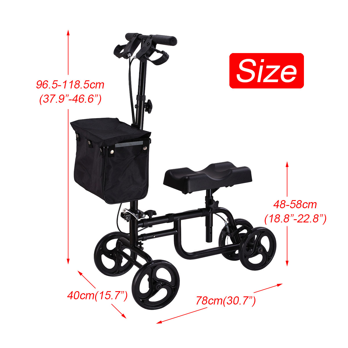 Mobility-Knee-Walker-Scooter-Roller-Crutch-Leg-Steerable-Foldable-Design-Adjustable-Height-Adjustabl-1940054-5