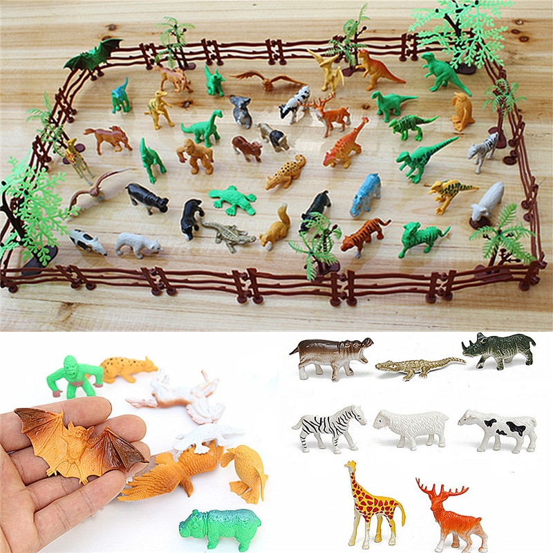68PCS-Plastic-Farm-Yard-Wild-Animals-Fence-Tree-Model-Kids-Toys-Figures-Play-New-1186300-5