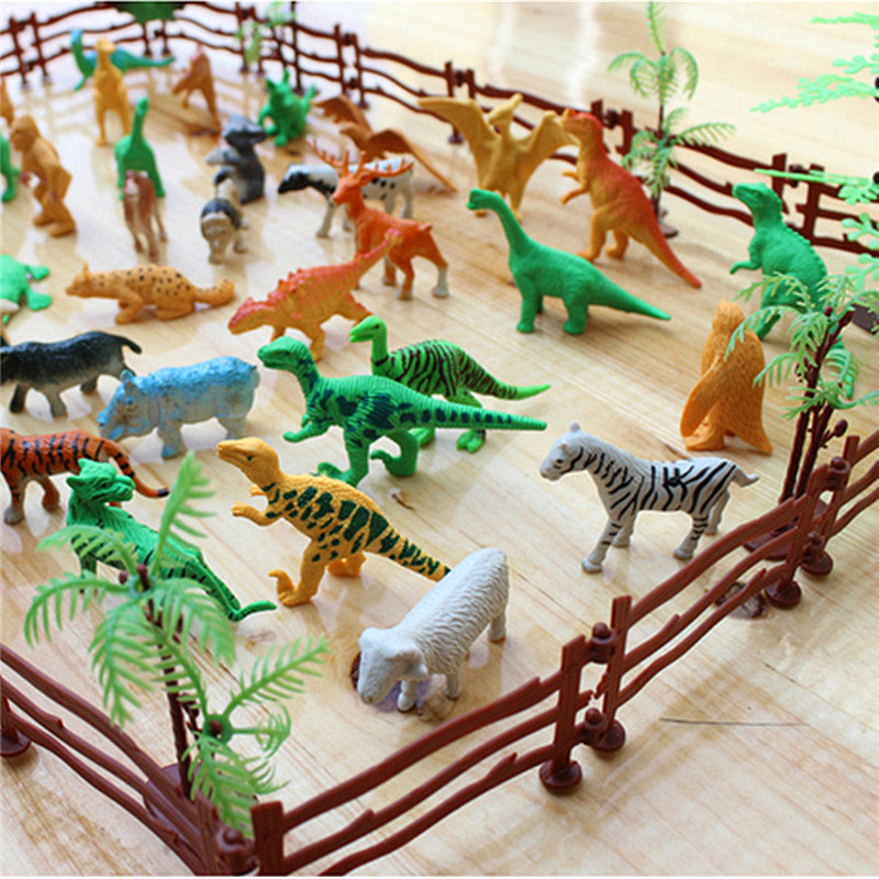 68PCS-Plastic-Farm-Yard-Wild-Animals-Fence-Tree-Model-Kids-Toys-Figures-Play-New-1186300-7