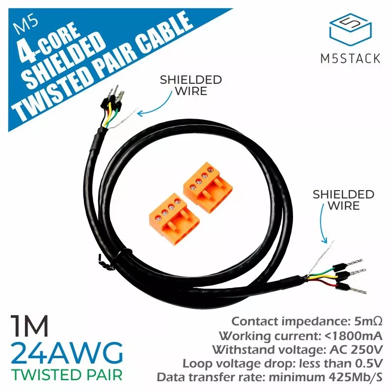 3Pcs-M5Stack-24AWG-4-Core-Twisted-Pair-Shielded-Cable-RS485-RS232-CAN-Data-Communication-Line-1M-1806400-1