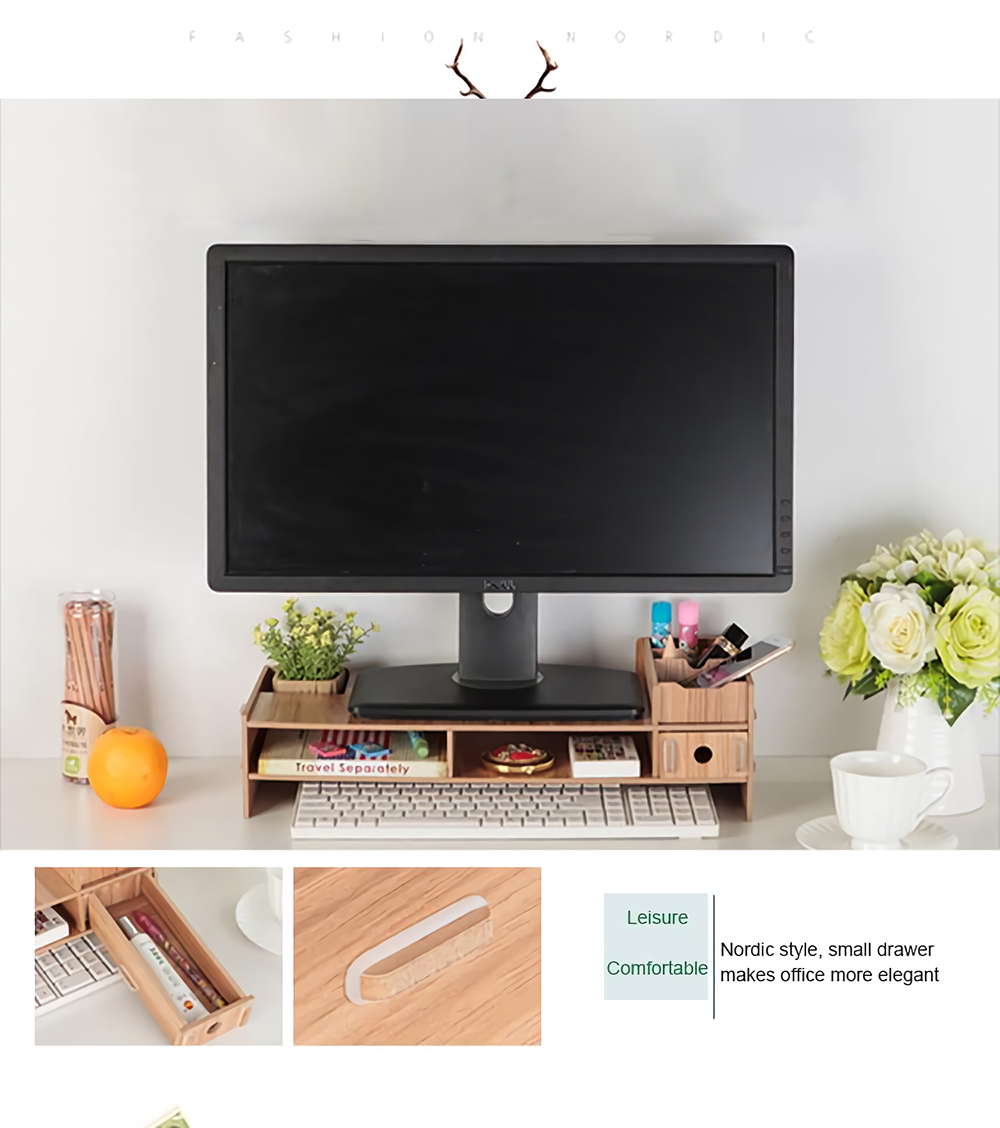 DIY-Wooden-Computer-Monitor-Stand-Holder-Computer-Riser-Desk-Organizer-Stand-Base-with-Storage-Organ-1801624-2