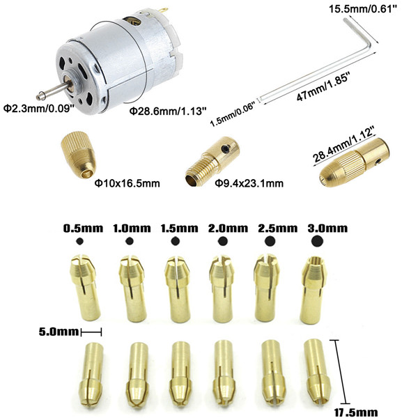 DC-12V-500mA-Mirco-Motor-with-5pcs-05-30mm-Drill-Collet-Electric-PCB-Tool-Set-1269163-1