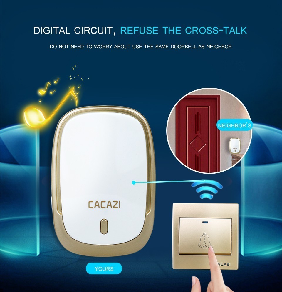 CACAZI-AC110-220V-Wireless-Doorbell-Waterproof-2-Button1Plug-in-Receivers-300M-Remote-Music-Door-Del-1613606-4