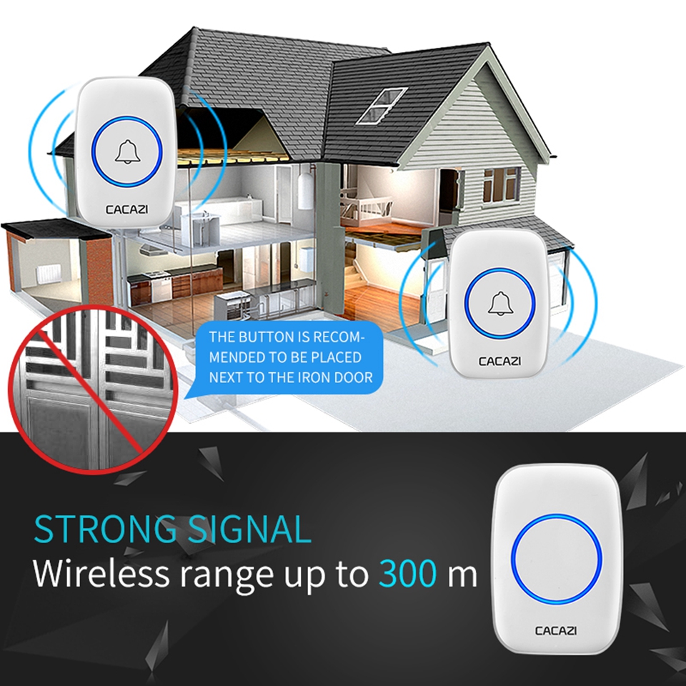 CACAZI-C10-Smart-Home-Wireless-Pager-Doorbell-Old-Man-Emergency-Alarm-80m-Remote-Call-Bell-1-Button--1607157-4
