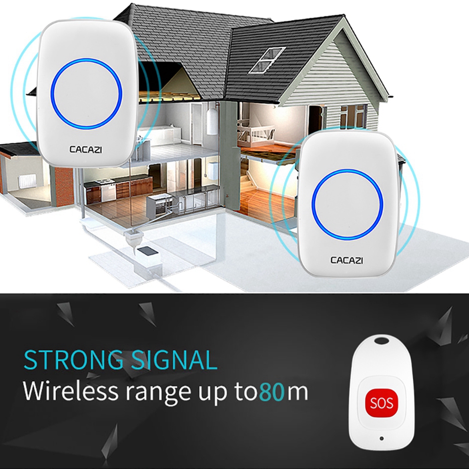 CACAZI-C10-Smart-Home-Wireless-Pager-Doorbell-Old-Man-Emergency-Alarm-80m-Remote-Call-Bell-1-Button--1607157-7
