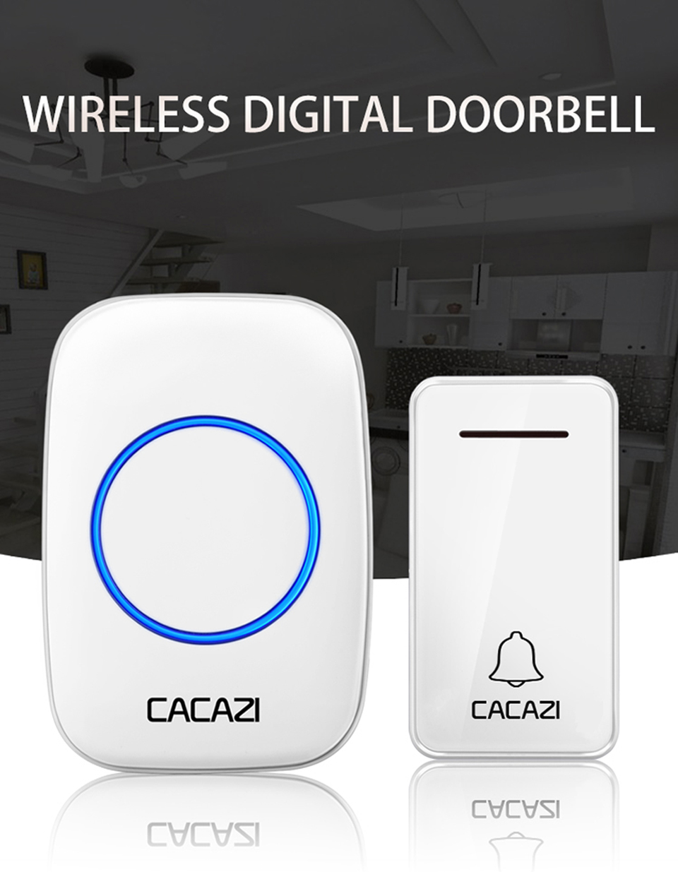 CACAZI-FA10-Self-powered-Wireless-Music-Doorbell-Waterproof-No-battery-Calling-Doorbell-Chime-1-Butt-1630647-1
