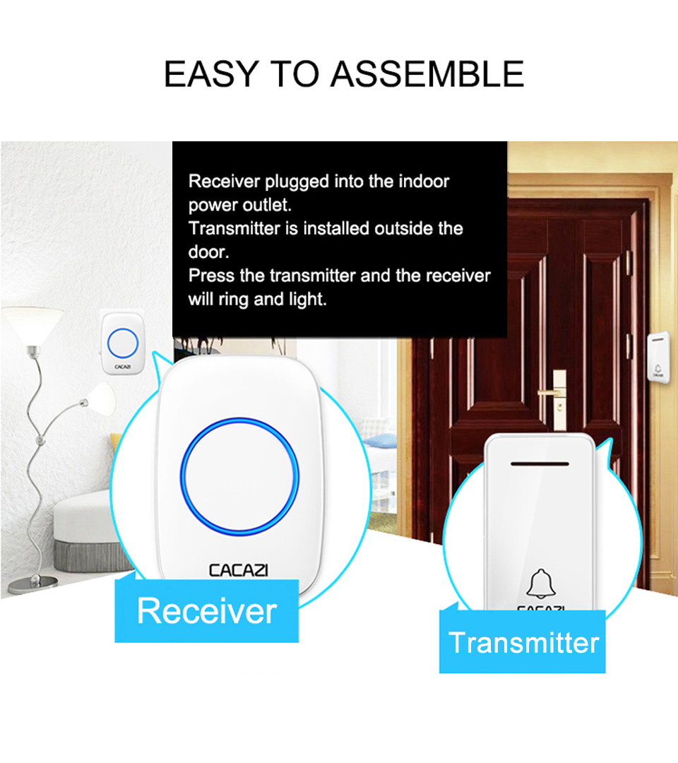 CACAZI-FA10-Self-powered-Wireless-Music-Doorbell-Waterproof-No-battery-Calling-Doorbell-Chime-1-Butt-1630647-7
