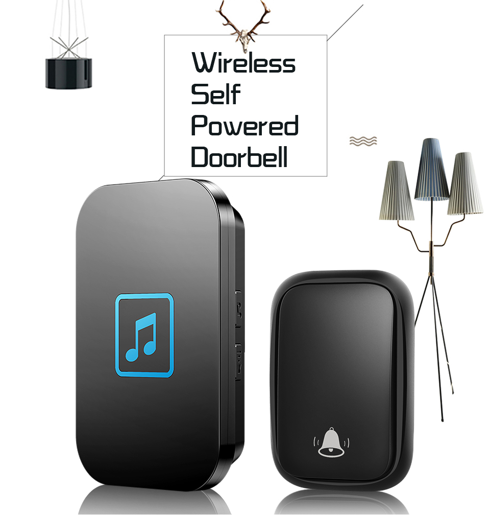 CACAZI-FA86-Self-powered-Waterproof-Wireless-Doorbell-1-Transmitter-to-1-Receiver-Home-Call-Ring-Bel-1605318-1