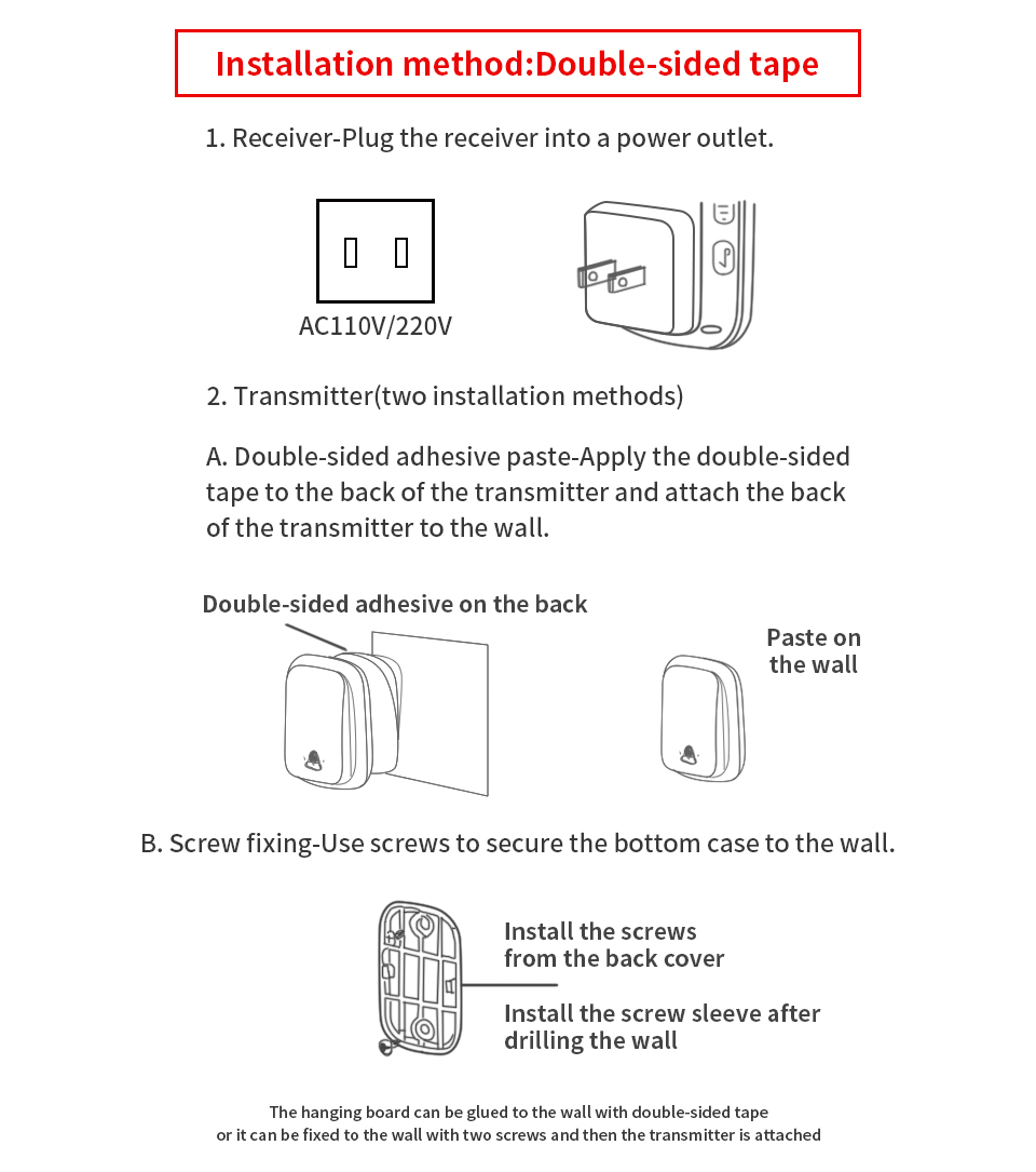 CACAZI-FA86-Self-powered-Waterproof-Wireless-Doorbell-1-Transmitter-to-1-Receiver-Home-Call-Ring-Bel-1605318-10