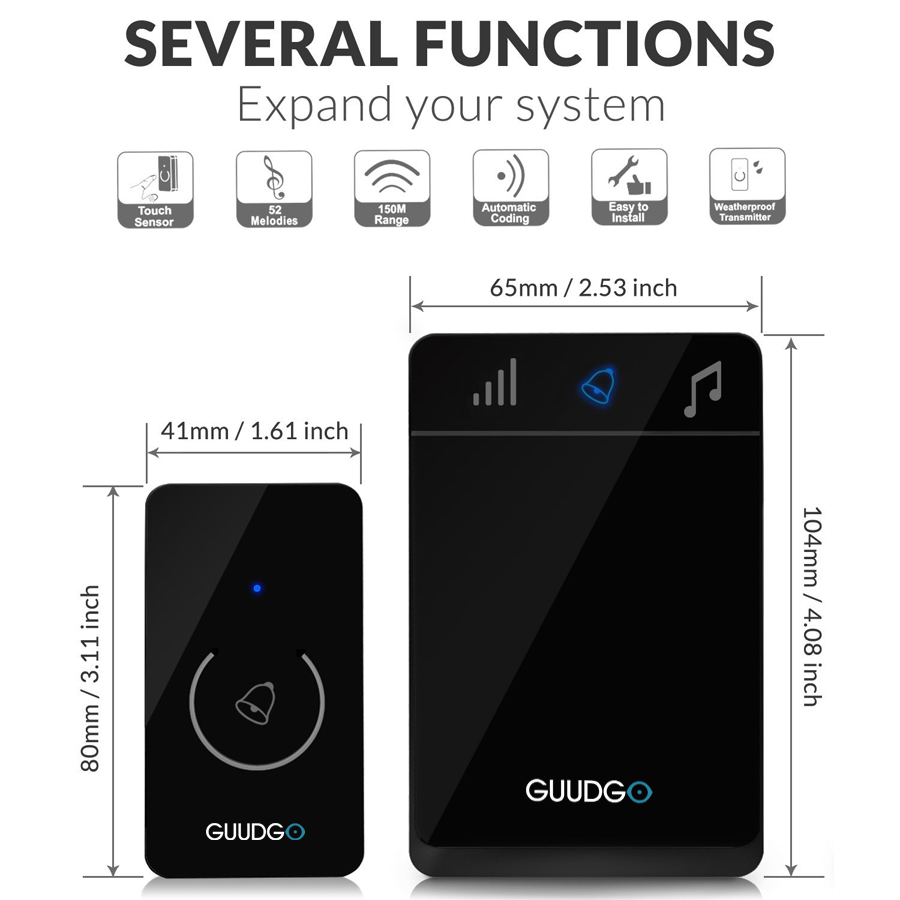 Guudgo-GD-MD01-Wireless-Touch-Screen-Music-Doorbell-Portable-Waterproof-Doorbell-52-Melody-Chime-1149210-7