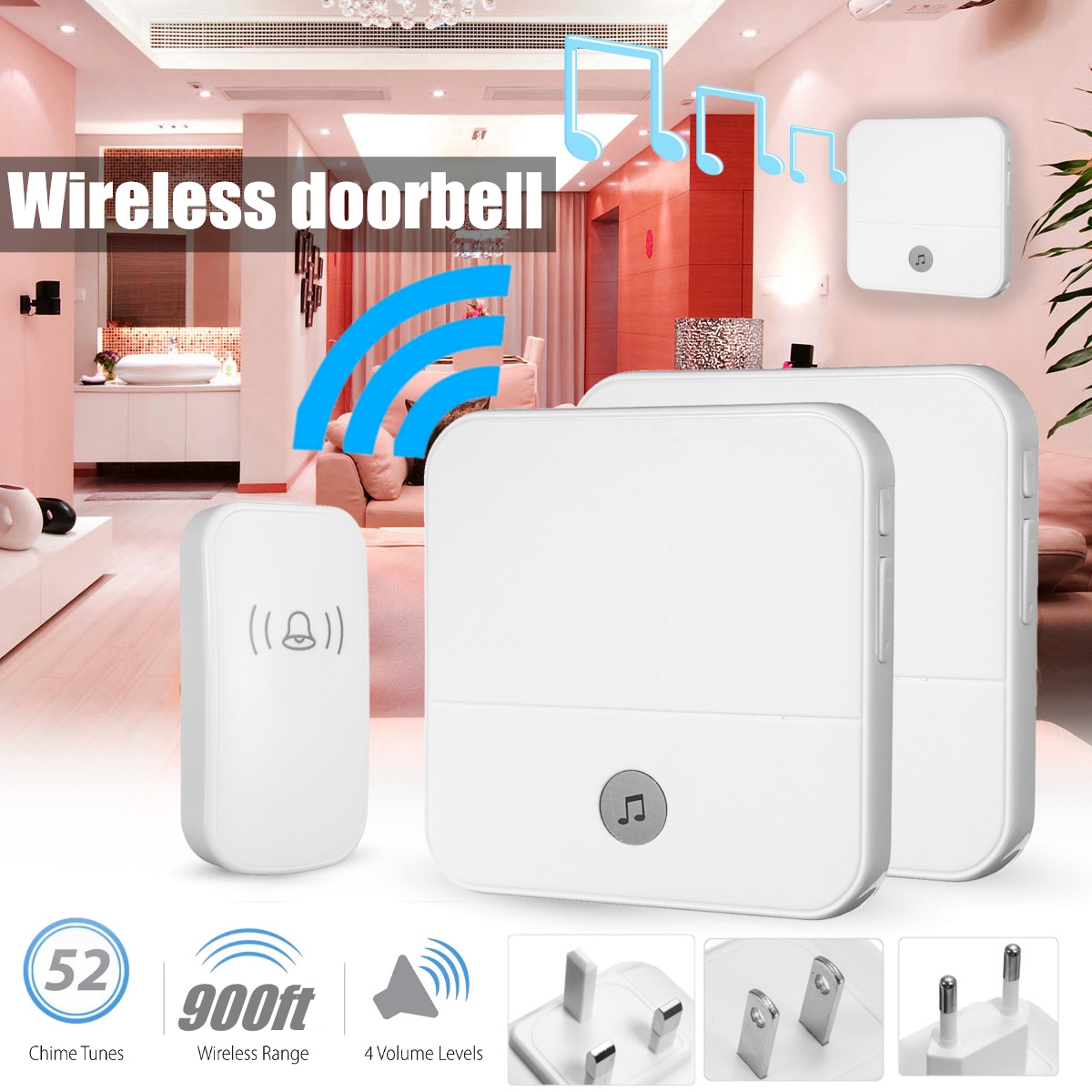 Home-House-4-Volume-Wireless-Doorbell-Chime-2-Receiver--1-Doorbell-1347168-1