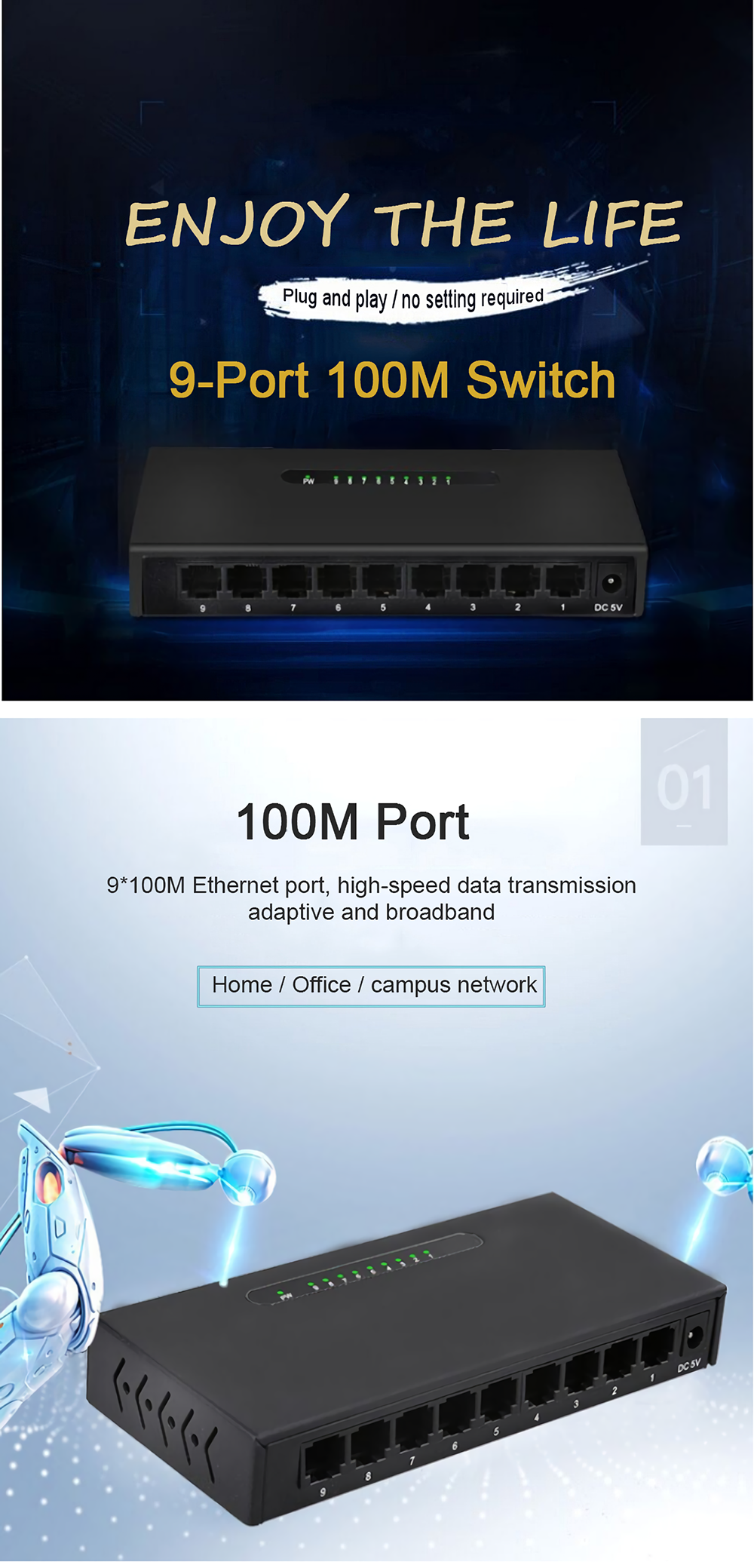 9-Port-100M-Ethernet-Switch-RJ45-Network-Cable-Hub-Ethernet-Splitter-for-Dormitory-Home-Monitoring-1898915-1