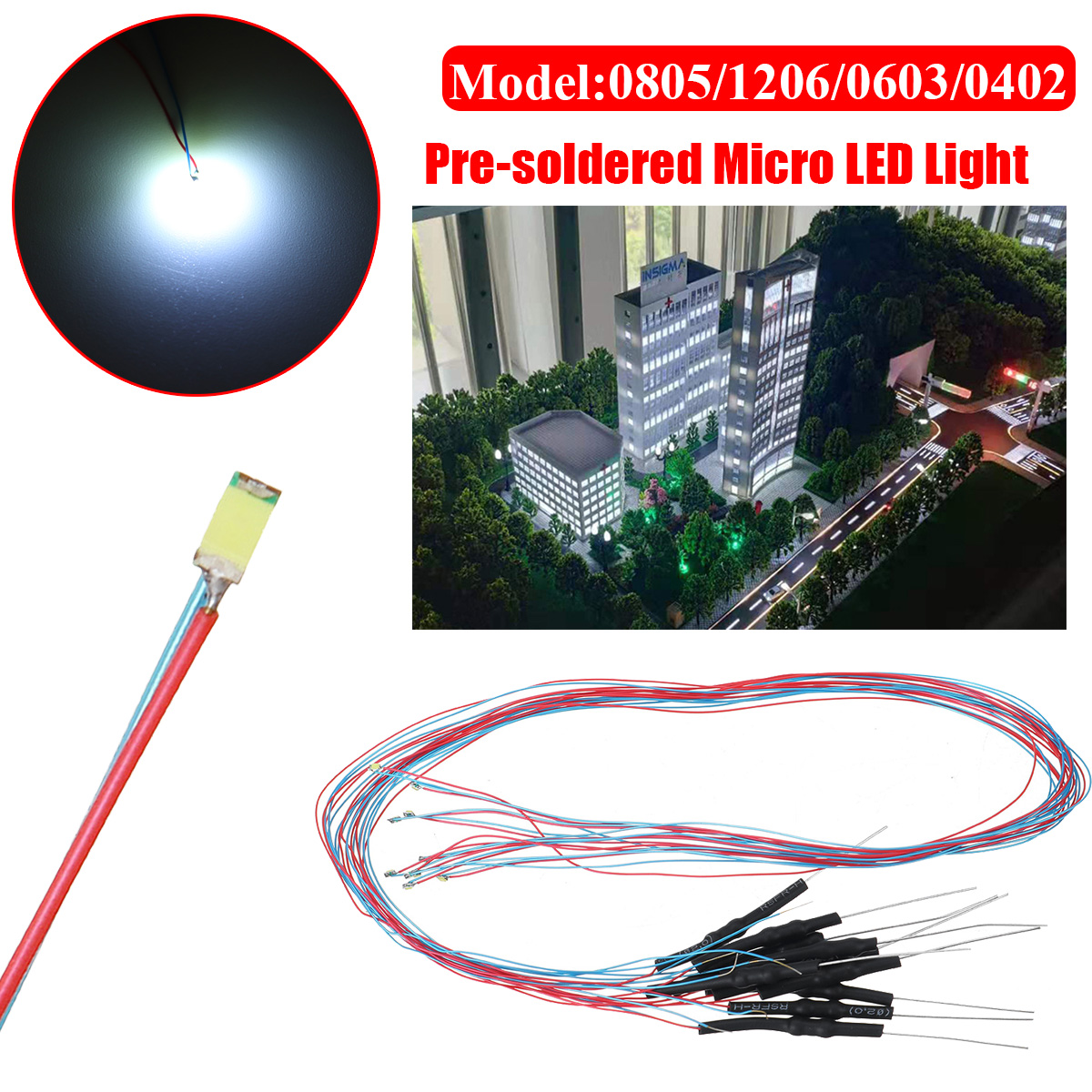10PCS-30CM-0805120606030402-Pre-soldered-Micro-LED-Light-With-Resistance-For-Sand-Table-Model-12V-1715834-1