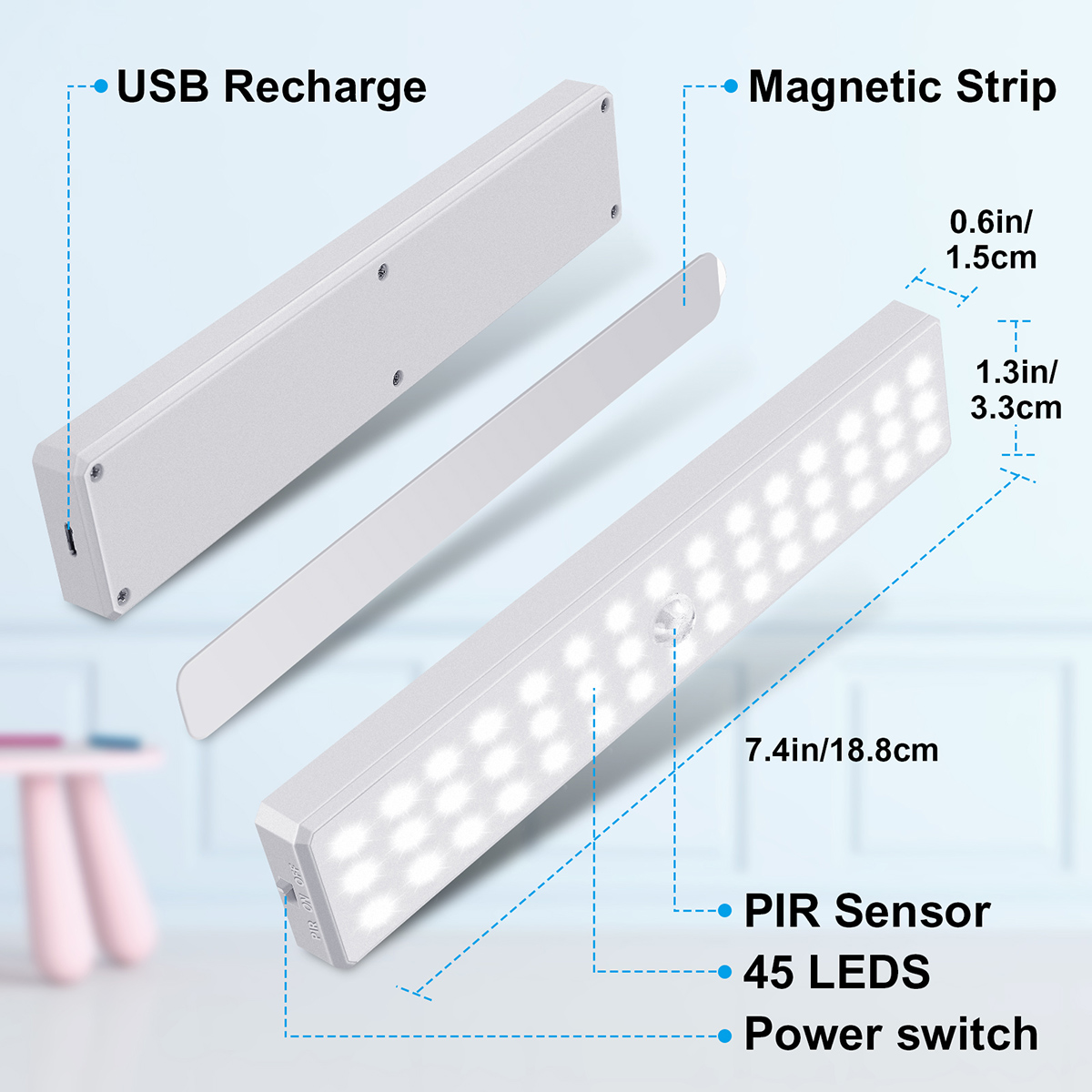 3PCS-6500K-44LEDs-Motion-Sensor-Light-750mAh-USB-Rechargeable-Magnetic-Sticker-Lamp-1899881-13