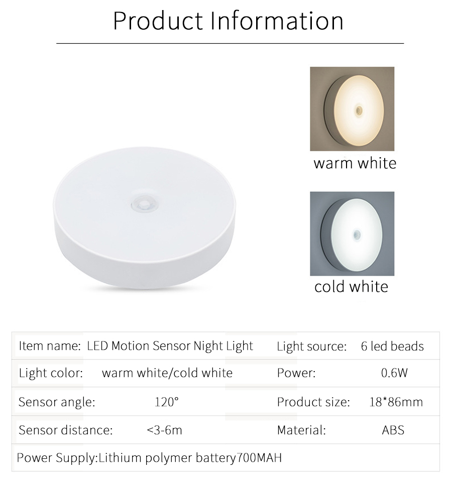 6-LEDs-PIR-Motion-Sensor-Night-Light-Auto-OnOff-for-Bedroom-Stairs-Cabinet-Wardrobe-Wireless-USB-Rec-1796314-8