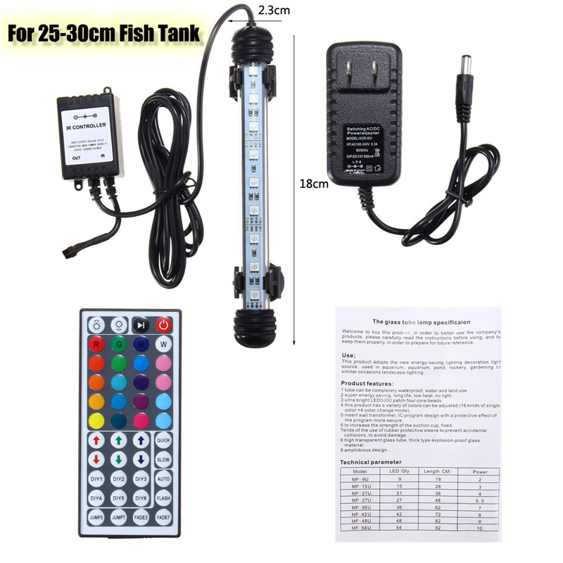 AC110-240V-18CM-5050-29W-RGB-LED-Aquarium-Fish-Tank-Light-Color-Changing-Bar-Submersible-Lamp--44Key-1706000-9