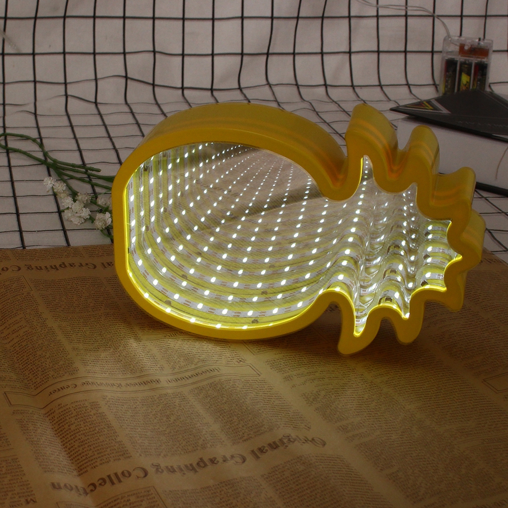 Creative-Cute-Pineapple-Mirror-Lamp-LED-Tunnel-Night-Light-for-Kid-Atmosphere-Light-WhiteWarm-White-1302979-3