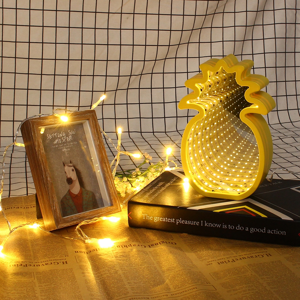 Creative-Cute-Pineapple-Mirror-Lamp-LED-Tunnel-Night-Light-for-Kid-Atmosphere-Light-WhiteWarm-White-1302979-4