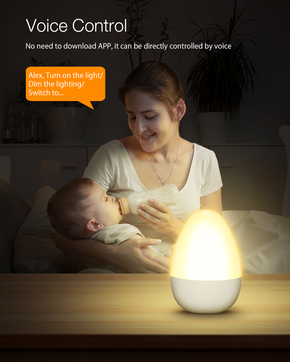 DIGOO-Smart-Mini-LED-Night-Light-Voice-Control-360deg-Light-Angle-200-Lumen-Eye-Caring-3-Adjustable--1753841-2