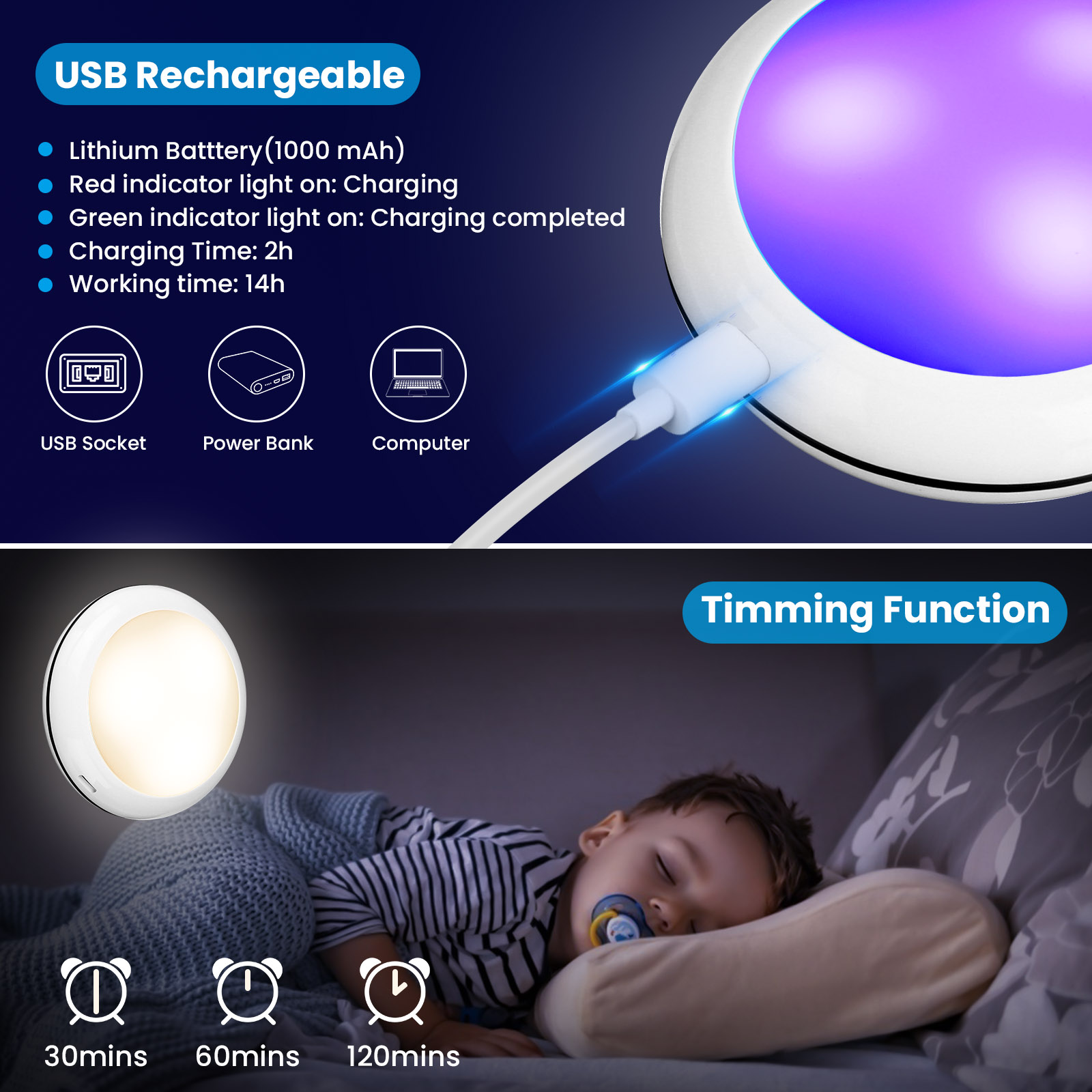 Elfeland-4Pcs-RGB-16-Colors-Round-Cabinet-Lights-Remote-Control-1000MAH-USB-Rechargeable-1891006-4