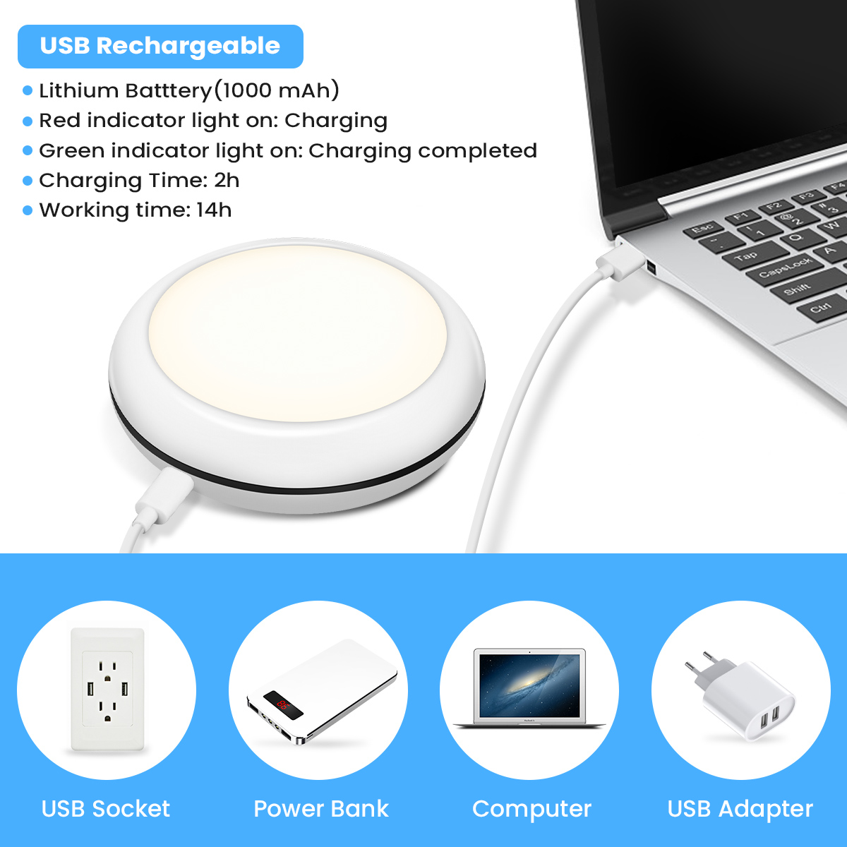 Elfeland-4Pcs-RGB-16-Colors-Round-Cabinet-Lights-Remote-Control-1000MAH-USB-Rechargeable-1891006-6