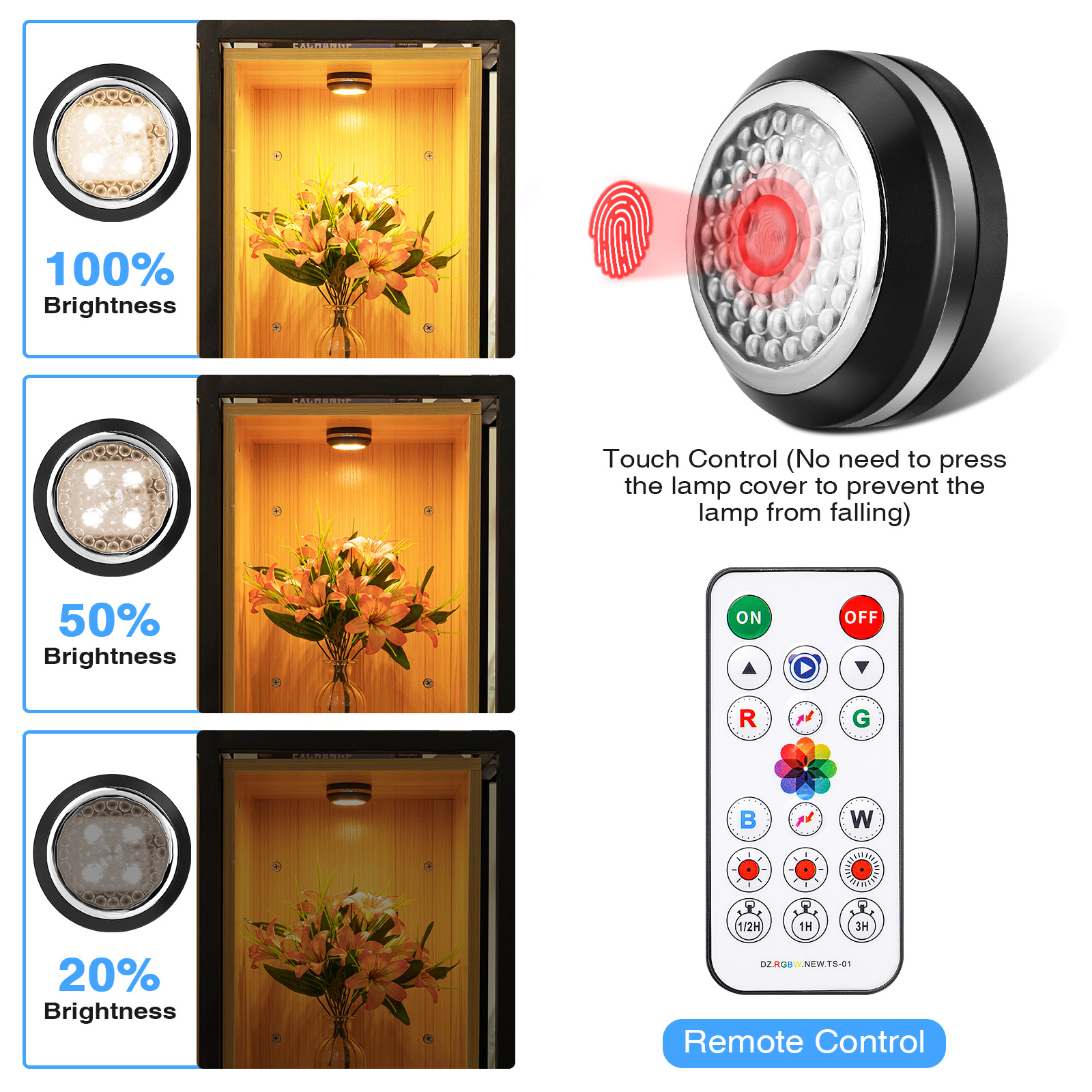 Elfeland-6PCS-DC-45V-RGB-3800-4000K-4-Modes-Touch-Round-Cabinet-Light-with-2PCS-Remote-Controller-fo-1884922-2