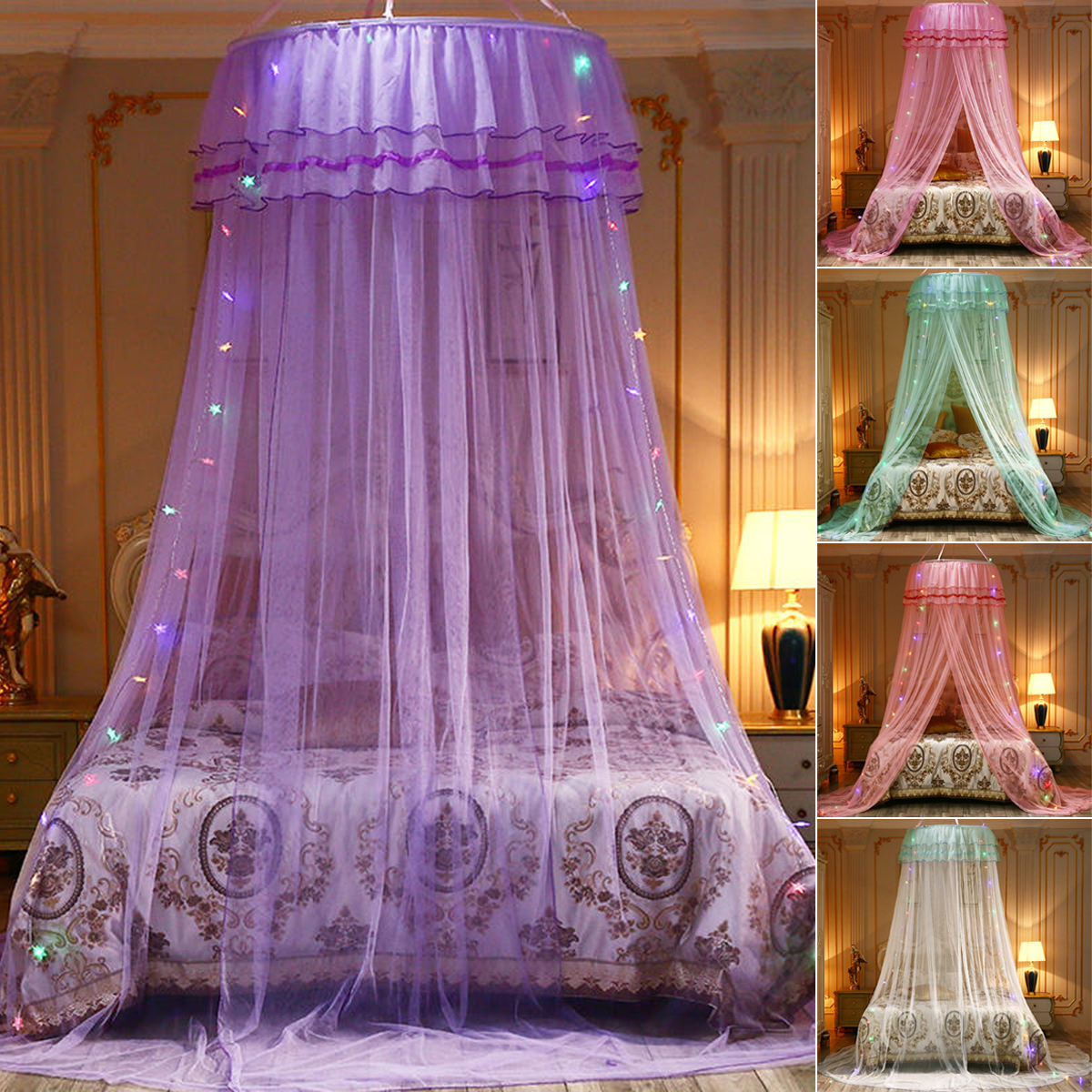 Mosquito-Net-Bedding-Lace-LED-Light-Princess-Dome-Mesh-Bed-Canopy-Bedroom-Decor-1682937-1