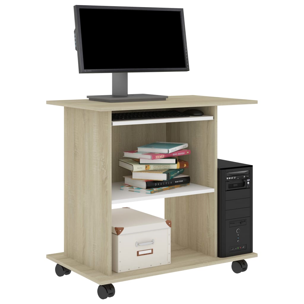 Computer-Desk-White-and-Sonoma-Oak-315quotx197quotx295quot-Chipboard-1968778-2
