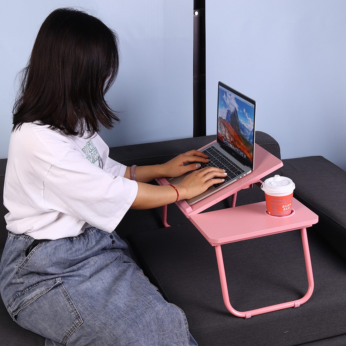 Liftable-Folding-Computer-Desk-Laptop-Stand-4-Heights-Adjustable-with-Cup-Holder-Lap-Bed-Table-Tray--1783876-10