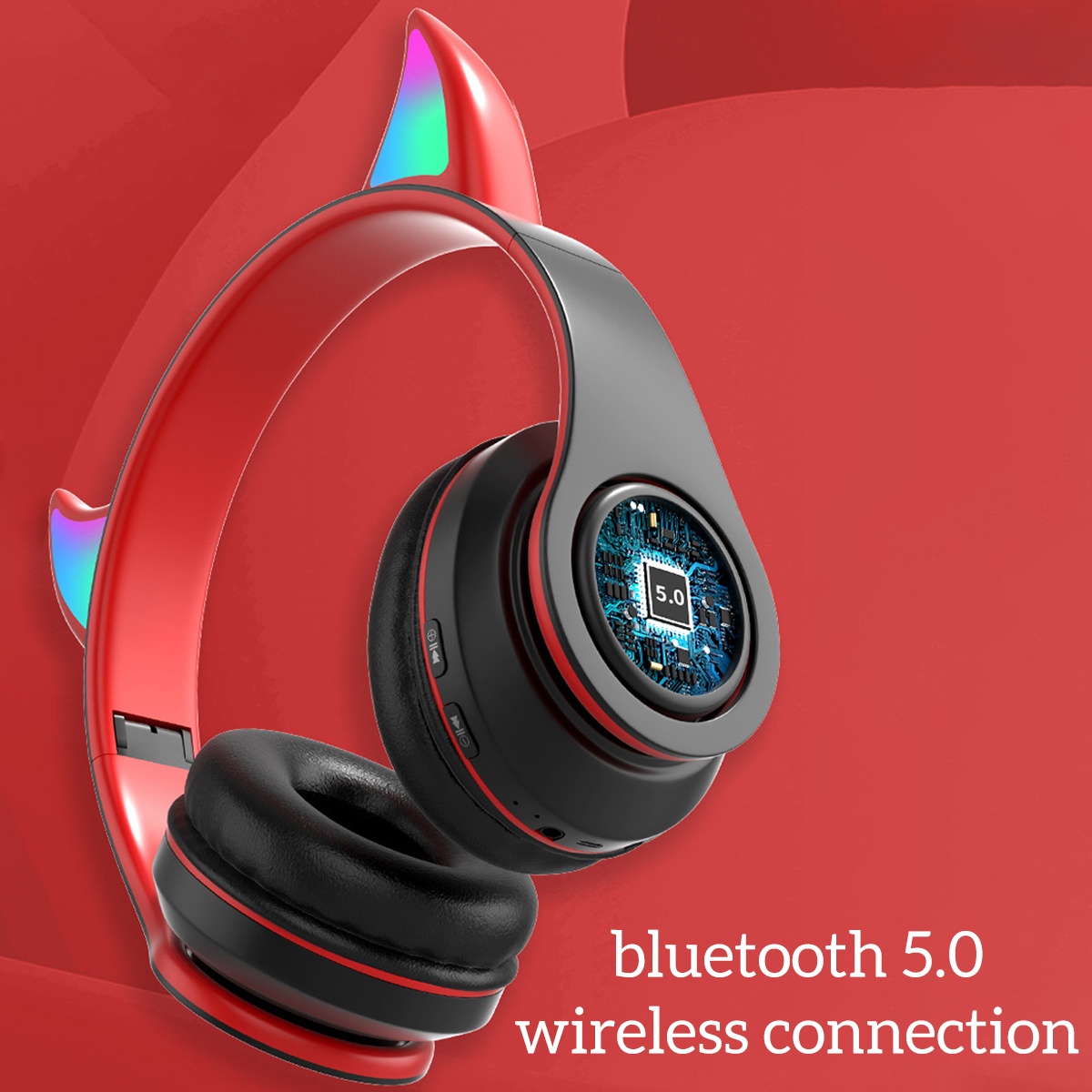 Bakeey-Cat-Ear-Wireless-Gaming-Headset-bluetooth-50-Headphones-LED-Light-Support-TF-Card-Play-1923601-4