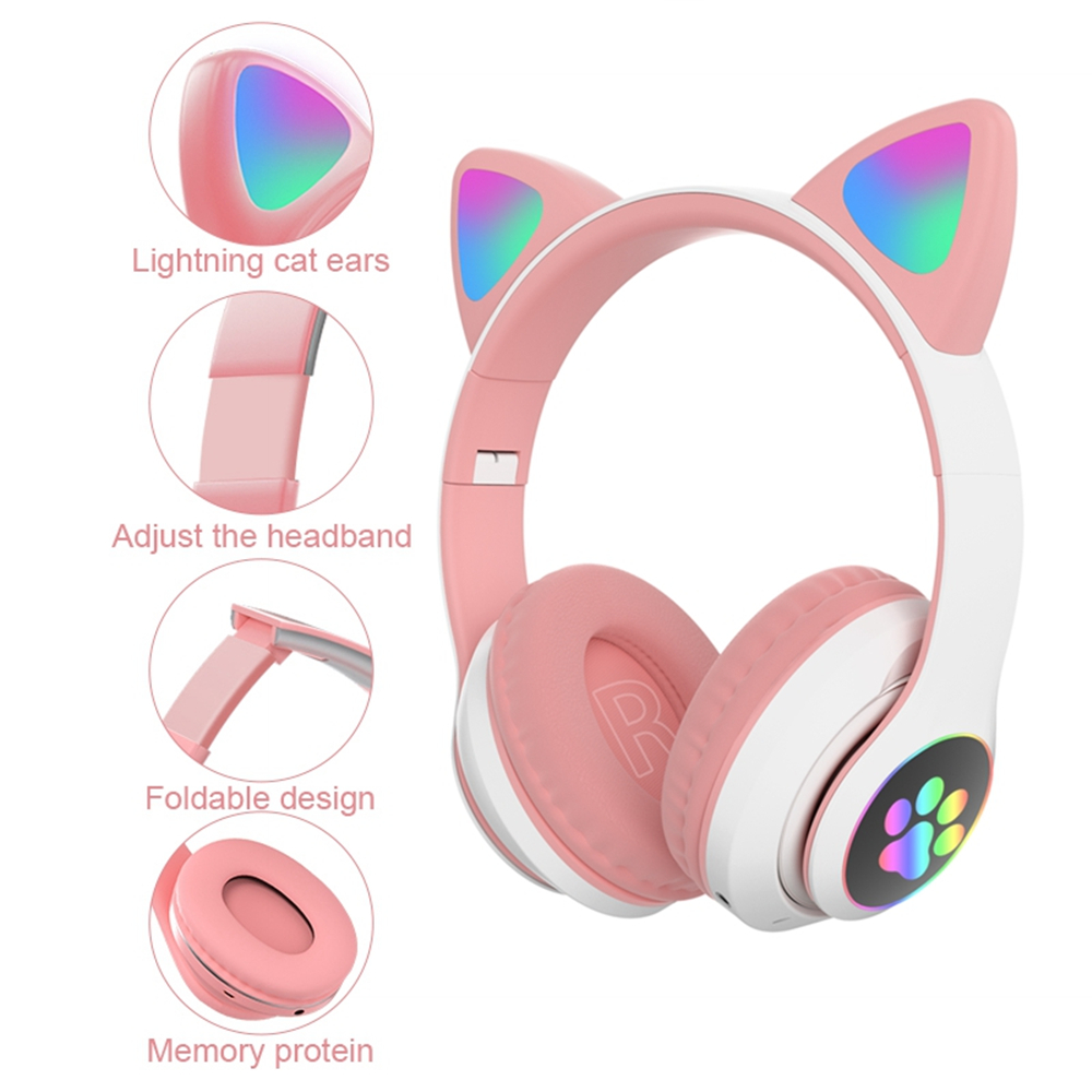 Bakeey-STN-28-Wireless-bluetooth-Headphones-Cute-Kids-Headset-HIFI-Bass-FM-Radio-TF-Card-AUX-In-RGB--1817922-9