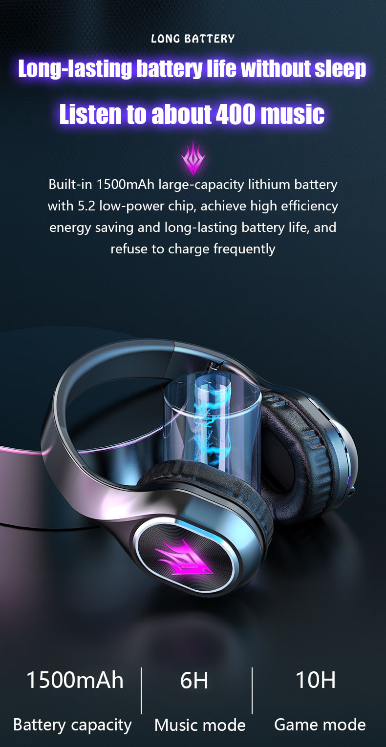 Bakeey-T2-bluetooth-52-Wireless-GameMusic-Mode-Foldable-Gaming-Headphone-RGB-Magic-Lights-3D-Stereo--1905920-14